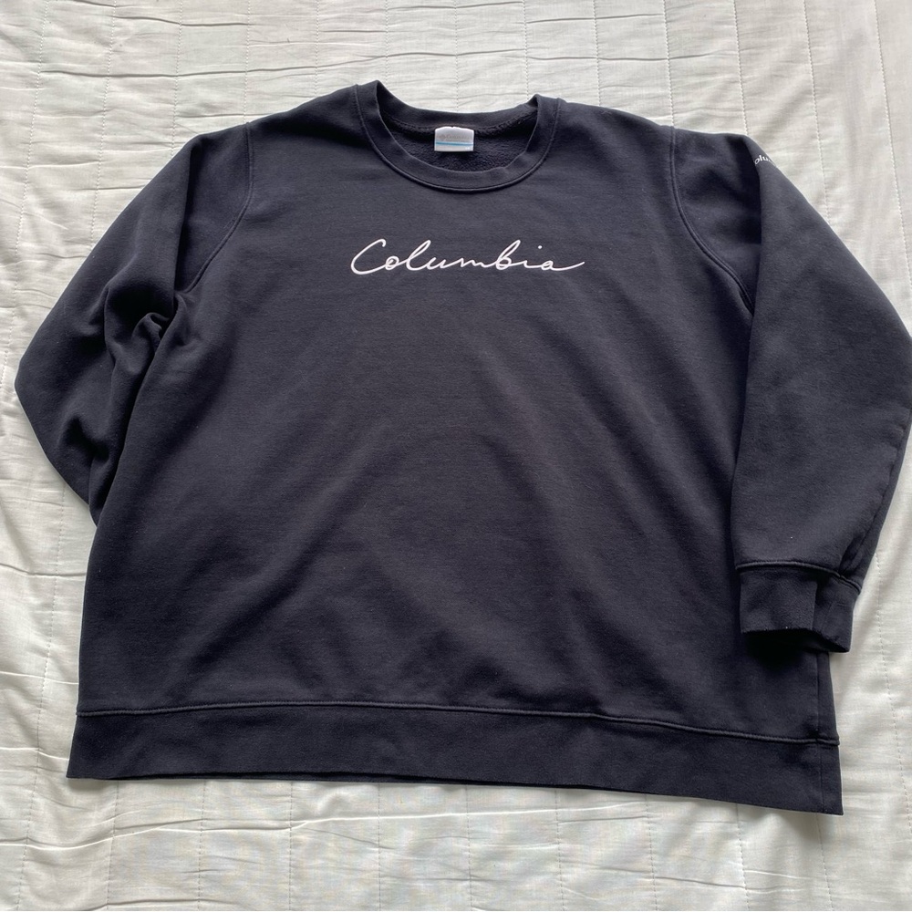 Columbia Black Crewneck Sweatshirt with White Script Logo